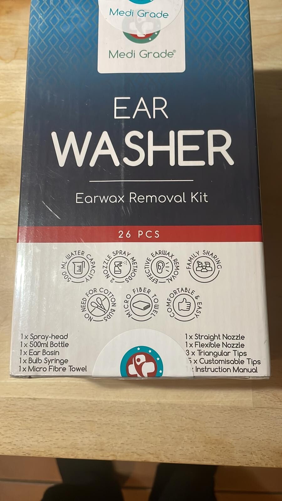 Medi Grade Ear Wax Removal Kit with spray head, 500ml bottle, etc. NEW