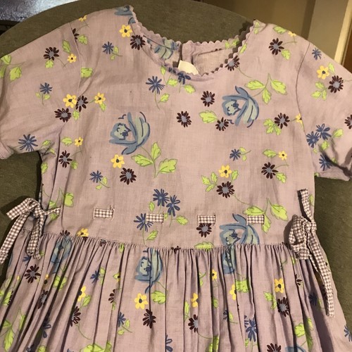 HEARTS AND FLOWERS LAVENDER FLOWERS AND CHECKS GIRLS DRESS SZ 8 - Picture 3 of 6