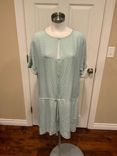 Tory Burch Seafoam Blue Drop Waist Eyelash 'Erica' Shift Dress, Size XL NWT!