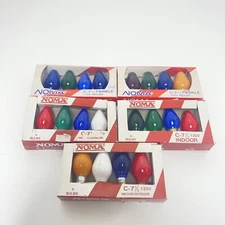 5 Packs Vtg NOMA 4 Ct Christmas Light Bulbs 7 1/2 Indoor Outdoor Multicolor 120v