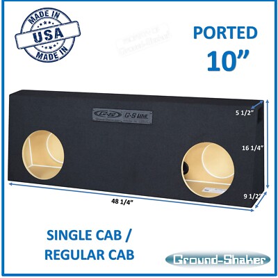 Chevy Silverado Single Cab 10'' Dual Ported Sub Box Vented Subwoofer Enclosure