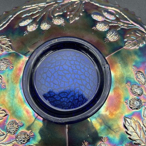 Fenton Blue Orange Tree Carnival Glass Plate - Picture 9 of 12