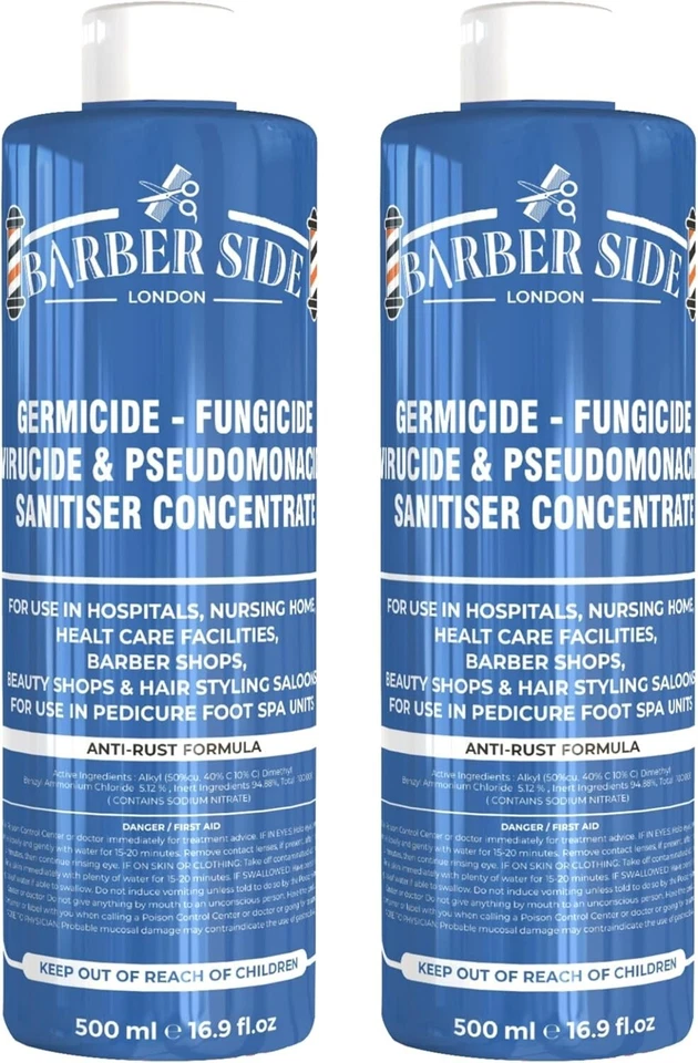 Barber Side London Disinfectant Solution for Salon Jars(Blue) 2x 500ml