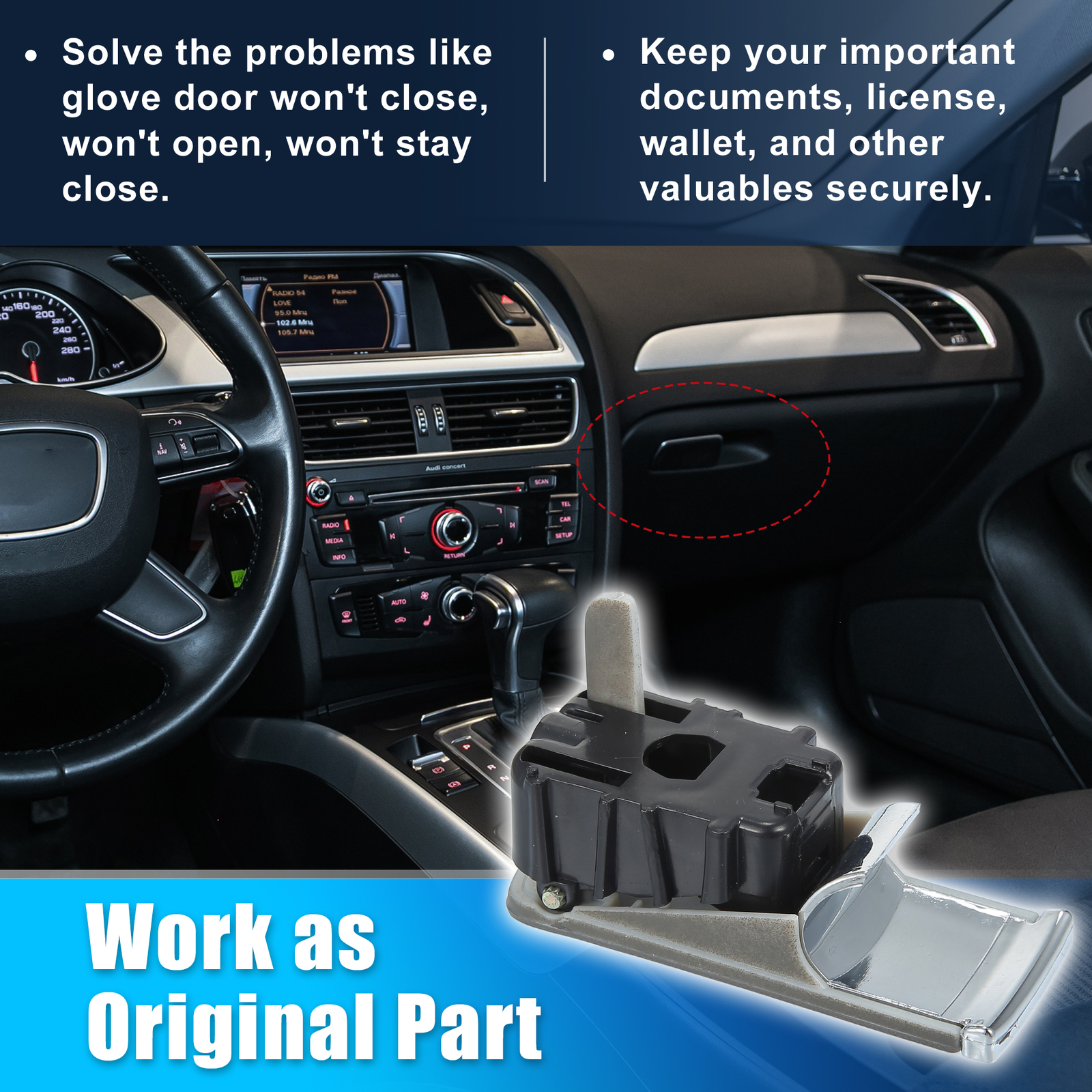 Glove Box Latch Handle without Hole for Audi A4 B6 B7 20022007