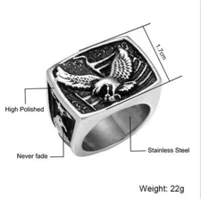 America eagle United States flag - SIZE 10 - NEW - ON BOTH SIDES eagle HEAD ring