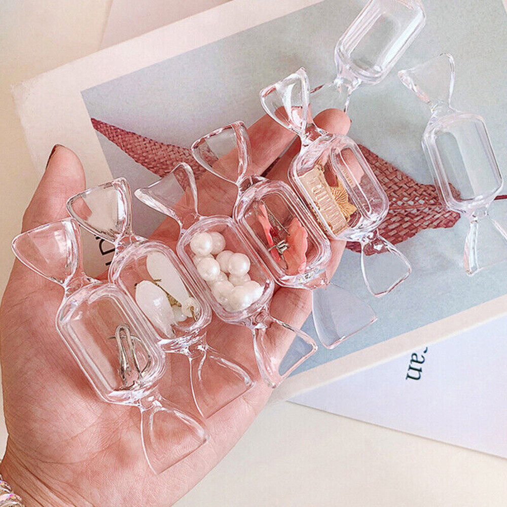 5/10pcs Candy Shape Transparent Jewel Case Mini Jewelry Storage Box  Container