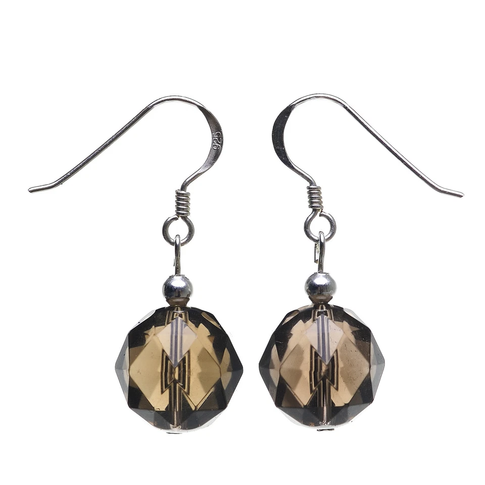 Ohrringe Ohrhänger aus Rauchquarz braun & 925 Silber facettiert Ohrschmuck - Bild 1 von 1