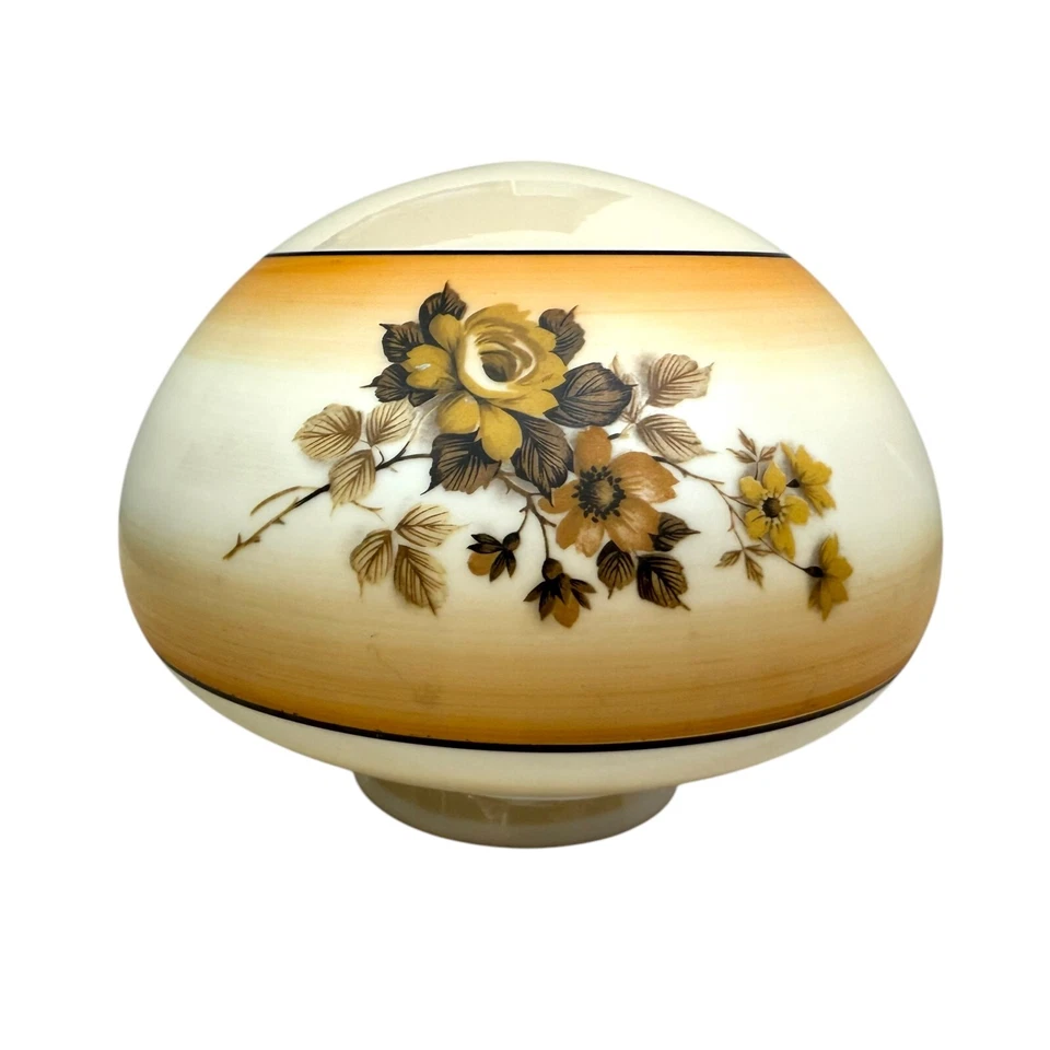 VTG c1940 Floral Deco Era Glass Shade Ceiling Globe Pendant Flush Mount Fixture - Image 2 of 4