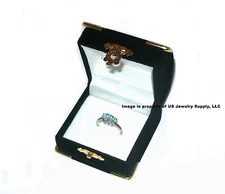 6 Black Velvet & Brass Accent Ring Jewelry Display Presentation Gift Boxes 