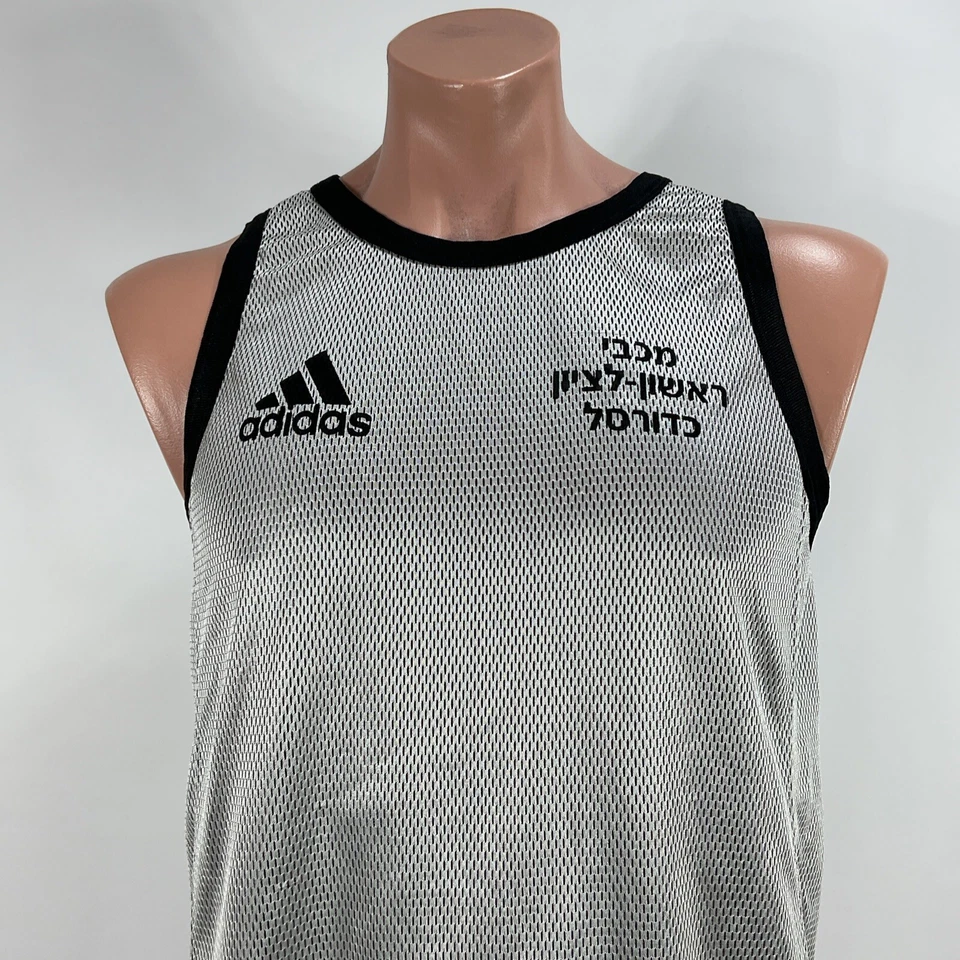 VTG 80s ADIDAS Gray Black Mesh Mens Tank Jersey Lightweight Activewear Sz L/XL - Image 3 of 4