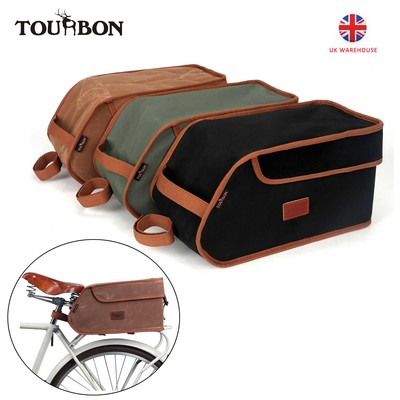 TOURBON Canvas Bike Rear Rack Trunk Bag Cycling Cooler Drinks Case Food Box UK