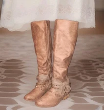 NOT RATED Gothic Biker Chain Belt Knee Motorcycle Riding Boots Size 7.5 💗190