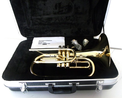 Marching Mellophone Key of F w/ Case Gold Lacquer Finish Excellent Condition