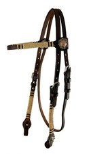 Showman Argentina Cow Leather Browband Headstall w/ Rawhide Accents