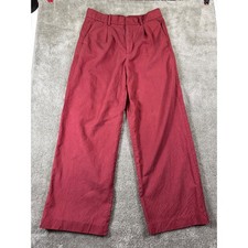 Madewell Slouchy Straight Pants Cabernet Red Lyocell Linen Blend Size 4