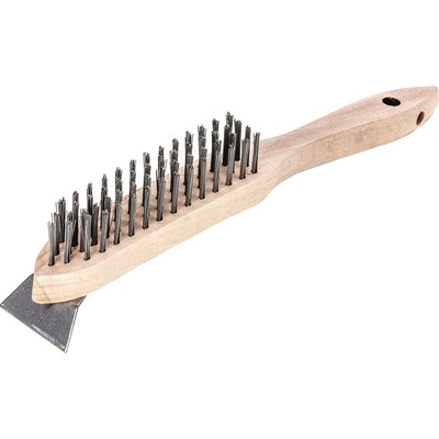 Drahtbürste mit Schaber L.290mm 0,35mm Stahldraht glatt 4-reihig LESSMANN Bürste