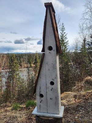 Rustic Reclaimed Wooden Extra Large Lean-To Condo Birdhouse For Outdoor Decor