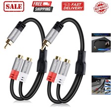 RCA Y-Adapter Splitter cable 2Pack,1 RCA Male to 2 RCA Female Stereo Audio Vi...