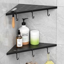 Corner Shower Shelves, 10" Matte 304 Stainless Steel Recessed Shelf for Black
