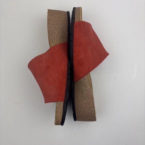 A. GIANNETTI Made in Italy suede leather red Slide Sandals Womens size 8.5 - Picture 18 of 24