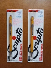 Vintage Scripto Ultra Thin Lead Yellow Pencil Push-Button 0.5mm Lead Lot Of 2