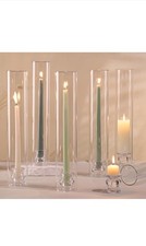 Glass Hurricane Candlestick Holders Clear 14" Tall Cylinder Candle Holder 6 Pack
