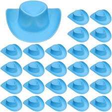 24 PCS Mini Cowboy Hat, Plastic Miniature Western Cowgirl Hat for Small, Blue