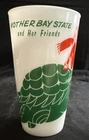 Vintage Milk Glass Tumbler "Mother Bay State" Ankylosaurus Green Red