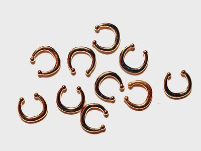 Septum Clip-On Fake Nose Ring Gloss Gold Non-Piercing Hanger Hoop Dangle C-2
