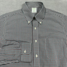 Brooks Brothers Shirt Men's Milano Blue 15.5-35 Check Button Down Non Iron