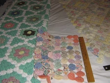 Vintage Feed Sack Hand Stitched Beautiful Yo-Yo Collection