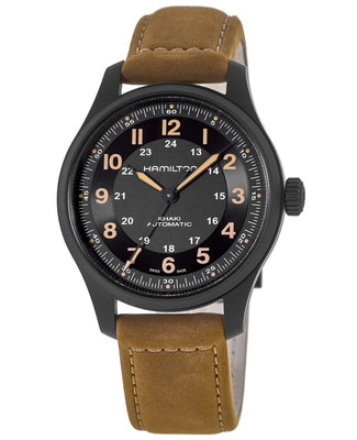 New Hamilton Khaki Field Titanium Auto Black Dial Brown Men's Watch H70665533