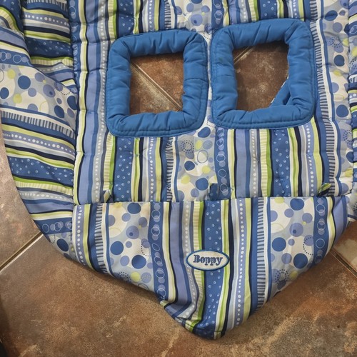 Boppy Baby Shopping Cart Cover Padded Blue Green White Stripe Polka Dot