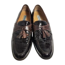 johnston murphy mens shoes size 10.5 Brown #151950 Patent Leather Tassel 