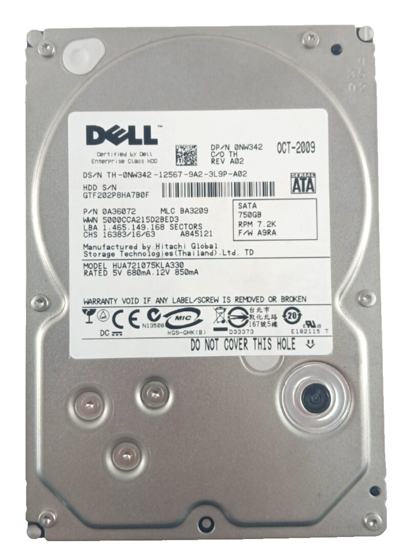 750GB SATA 3.5"" 7200RPM 3Gbs HDD - HUA721075KLA330