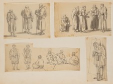 B. PINELLI (1781-1835) Circondario, studi di figure. monaci. Orientale, inchiostro