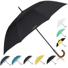 62-inch Wooden J Handle Golf Umbrella, Classic Double Canopy Windproof Large ...