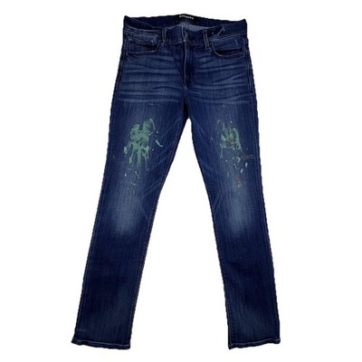 Express Jeans 6 Blue Denim Cropped Skinny Mid Rise Stretch Distressed Grunge