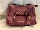 🌞MICHAEL KORS CARINE MEDIUM MULBERRY/MERLOT GOLD LOGO MONOGRAM SATCHEL BAG🌺NWT