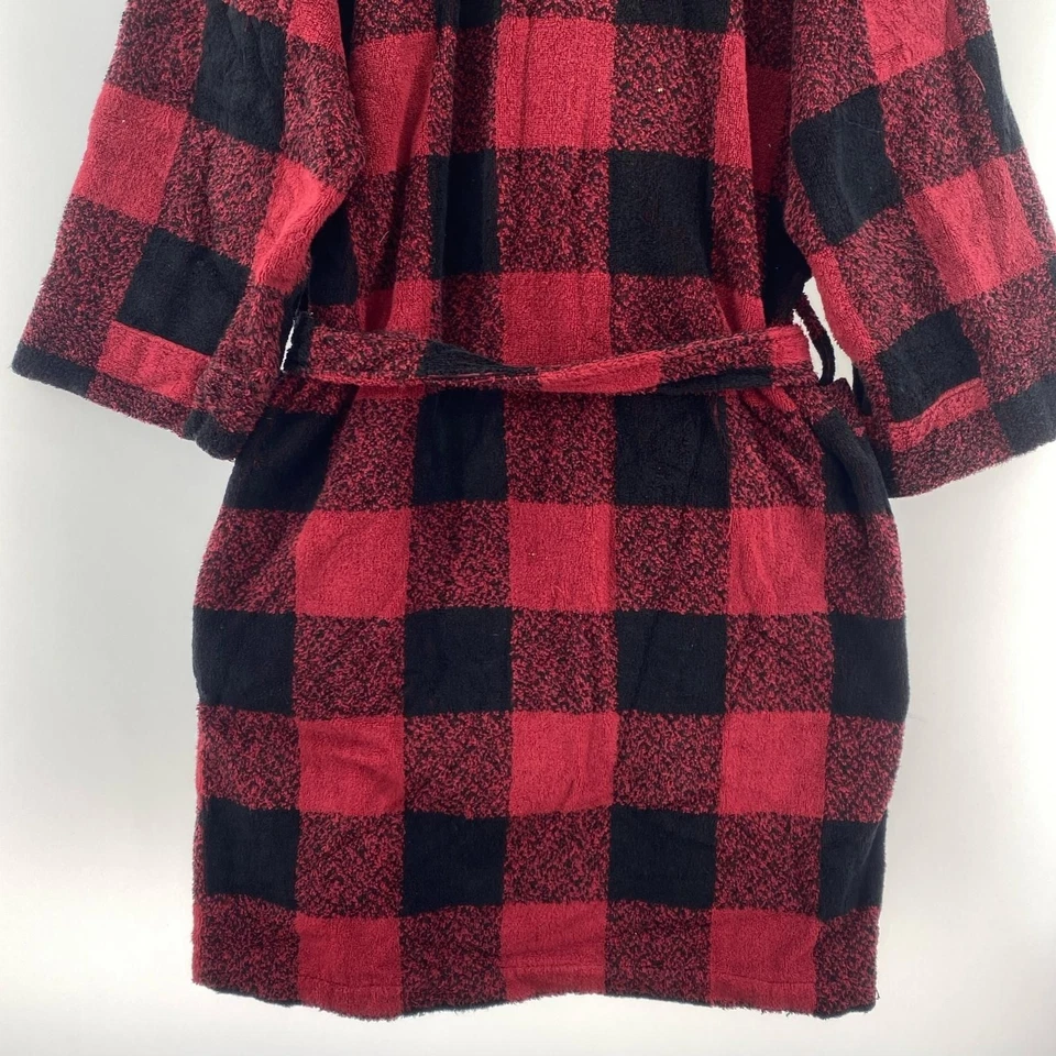 Abrigo Ralph Lauren Check Pile Albornoz Talla M Negro Rojo Usado Foto 3 de 4