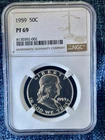 1959 50C Silver Proof Franklin Half Dollar NGC PF 69, A Gem With High Luster