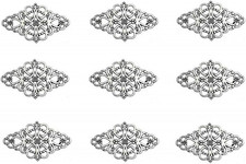 40Pcs Filigree Flower Plate Charms,Hollowed-Out Rhombic Pendant Connector for DI