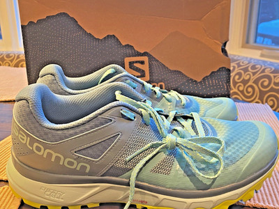 Salomon Trailster Running Hiking Shoes Womens Size 10.5 Blue Lime New in Box NIB
