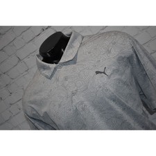 PUMA Hawaiian Golf Polo Shirt Mens Size 2XL Polyester Performance Gray Floral