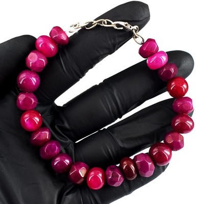 Toller Schliff 150,00 kt roter Rubin 07 Zoll Perlen funkelndes Armband VK 29 E729