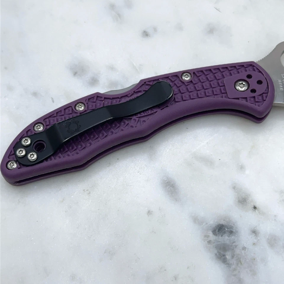 Spyderco Delica 4 Purple VG-10 Plain Edge Folding Pocket Knife Seki-City Japan - Image 4 of 4