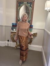 ETRO Skirt Vintage Velvet Gold Orange Wrap Maxi Embroidered Beaded IT 44 UK 12