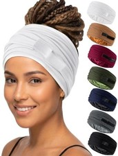 Satin Lined Open Turban Headband, Anti-Friction Hair Protection 1 White