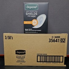 Depend Shields for Men: Light Absorbency Pads, 174 Count 3 Packs of 58