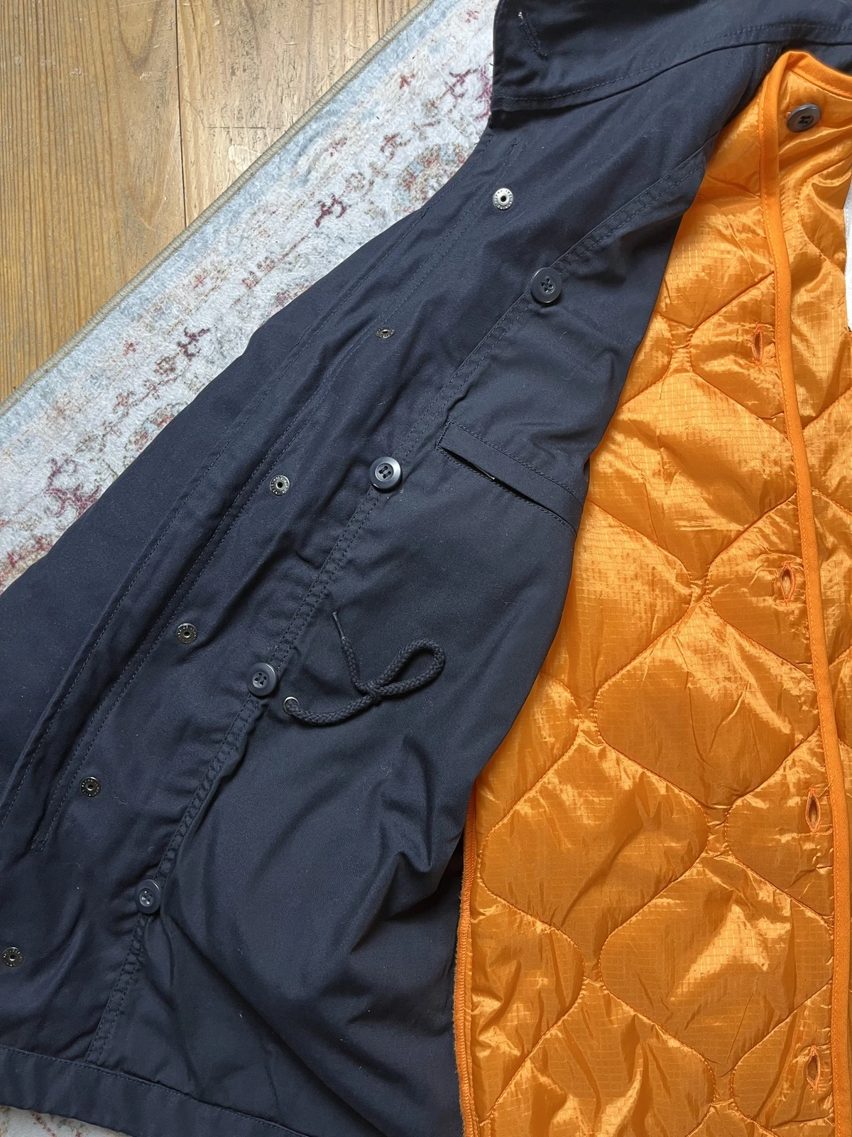 Alpha Industries M-65 Field Jacket Mens M Navy Blue Orange Quilted Liner Hood - product detail image 15